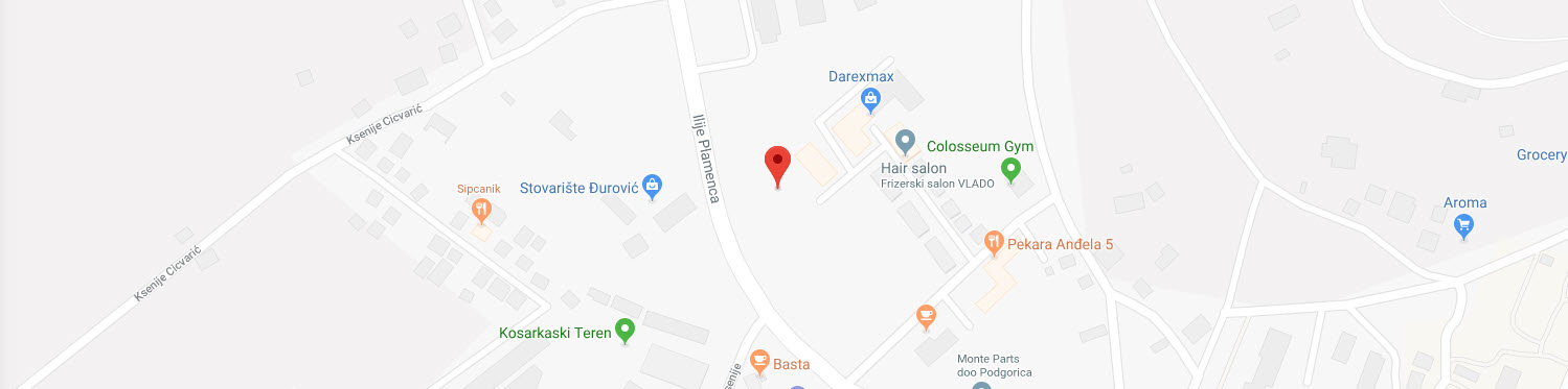 Mozete nas pronaci na sledecoj lokaciji - Ulica Ilije Plamenca bb, 81000 Podgorica, preko puta stovarišta Đjurović